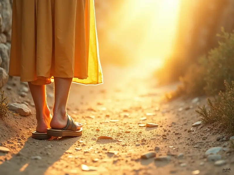Biblical illustration — shoes and feet in a dream